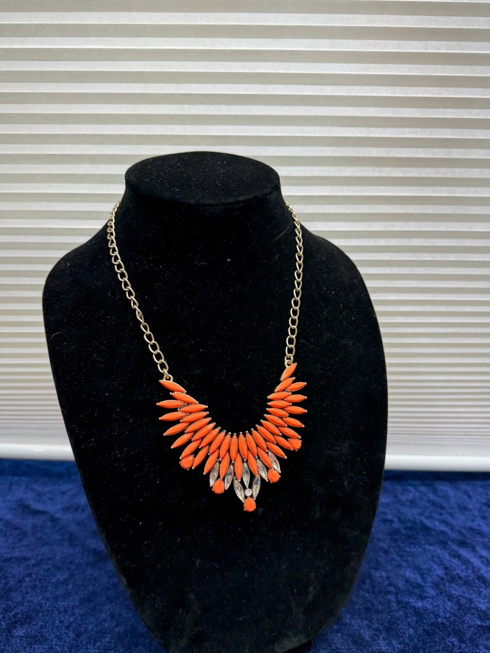 Coral Color Stones Statement Necklace